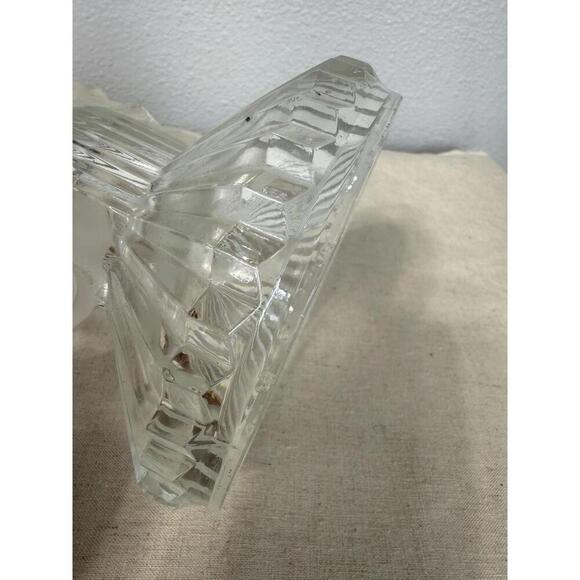 Vintage Crystal Glass 2 arm Candle Stick Holder Frosted Heavy Art Nouveau 4441 - Picture 6 of 6